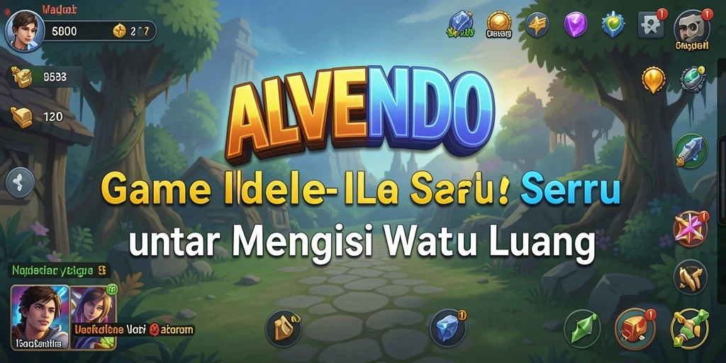 Tampilan gameplay ALVENDO yang menarik dengan karakter yang melakukan aktivitas secara otomatis.