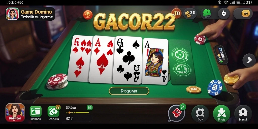 Tampilan gameplay seru GACOR22 dengan teman-teman di dalam permainan Domino.