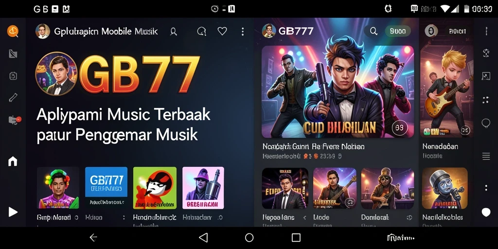 Tampilan gameplay GB777 menampilkan antarmuka musik yang menarik dan interaktif.