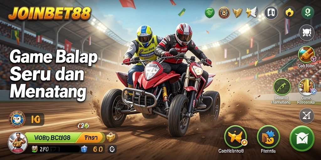 Tampilan gameplay balap seru di JOINBET88 dengan kendaraan kencang.