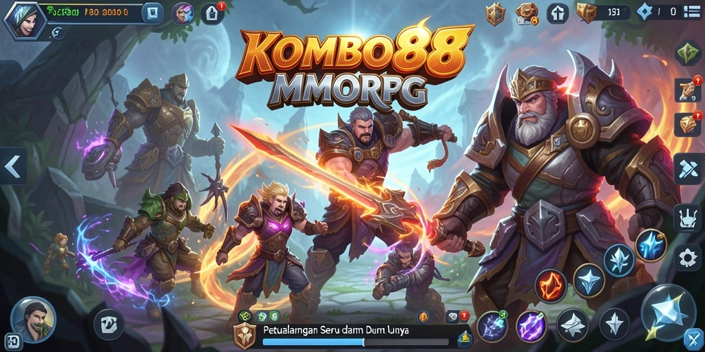 Tampilan screenshot gameplay KOMBO88 yang menampilkan aksi mendebarkan dalam dunia MMORPG.