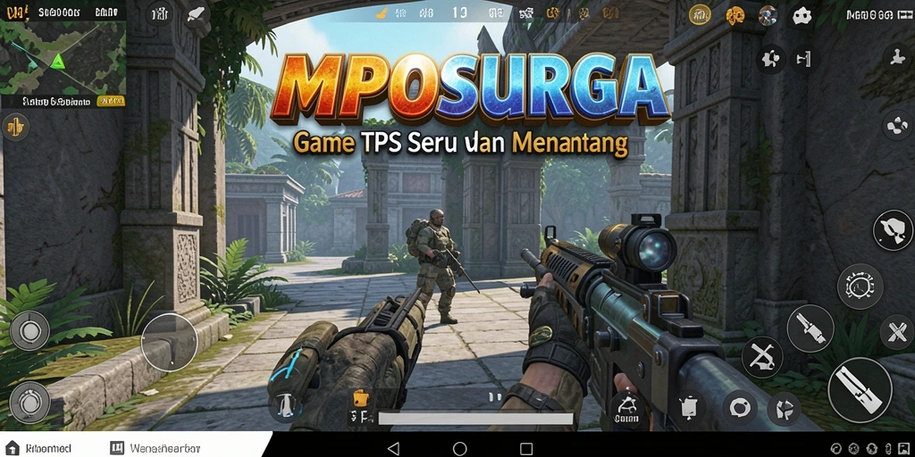 Screenshot MPOSURGA menampilkan aksi tembak-menembak yang seru.