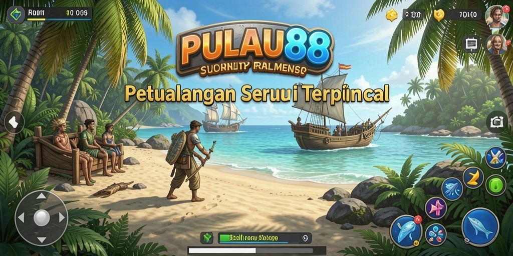 Screenshot gameplay PULAU88 menampilkan petualangan seru di pulau eksotis.