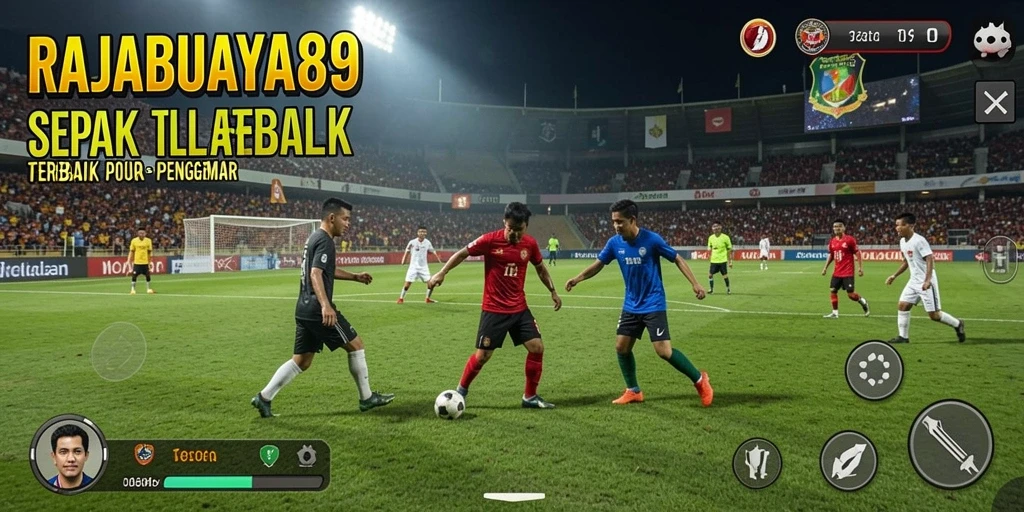 Tampilan gameplay RAJABUAYA89 saat pertandingan berlangsung, menampilkan grafik sepak bola yang menarik.